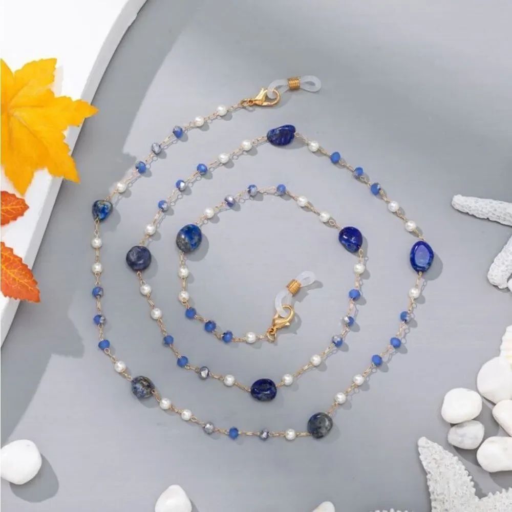 Blue Beaded eyeglass glass chain A1603